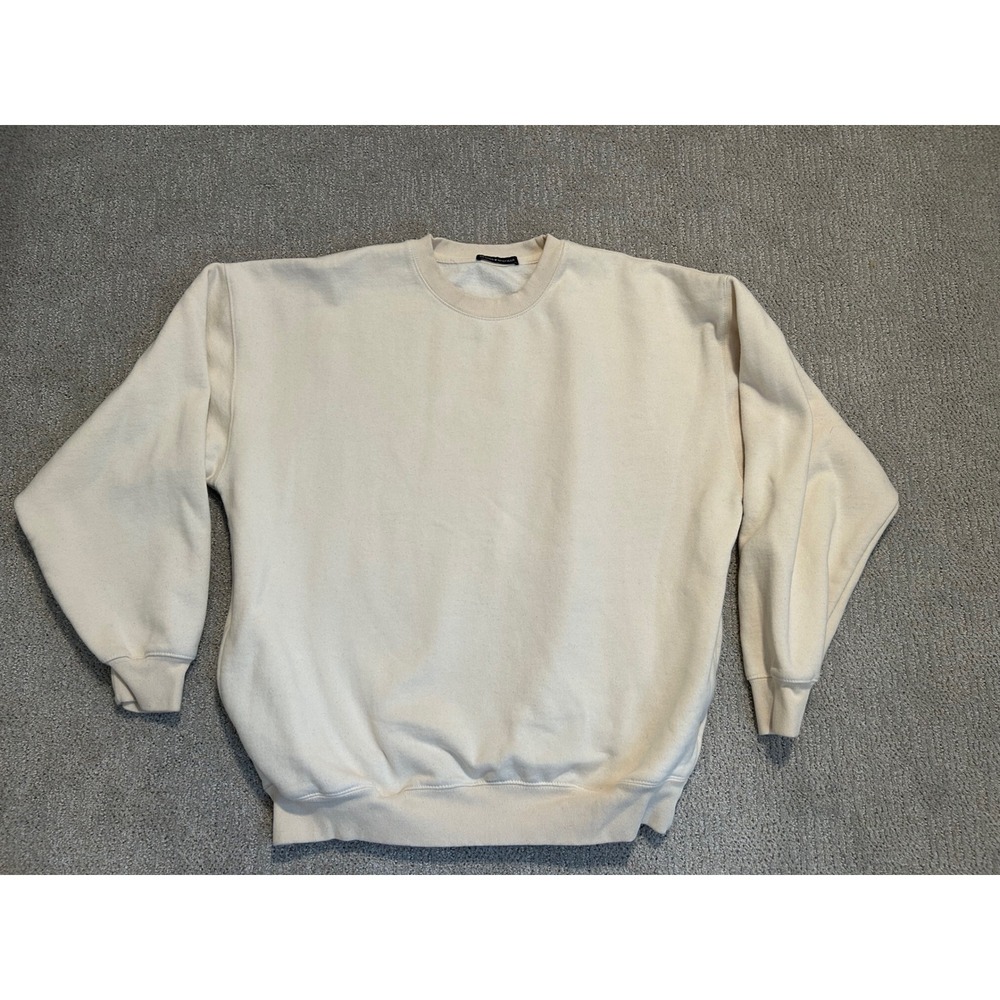 Brandy Melville Women's Cream Cotton Blend Crewneck Sweatshirt Oversized OS
